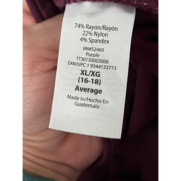 Time And Tru Women’s Burgundy Purple XL (16-18) Millennium Pull-On Stretch Pants - Picture 10 of 10